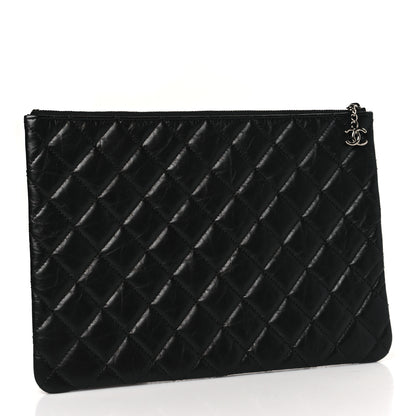 Chanel Tweed Patchwork Aged Calfskin Quilted Medium Cosmetic Case Black 3 of 9