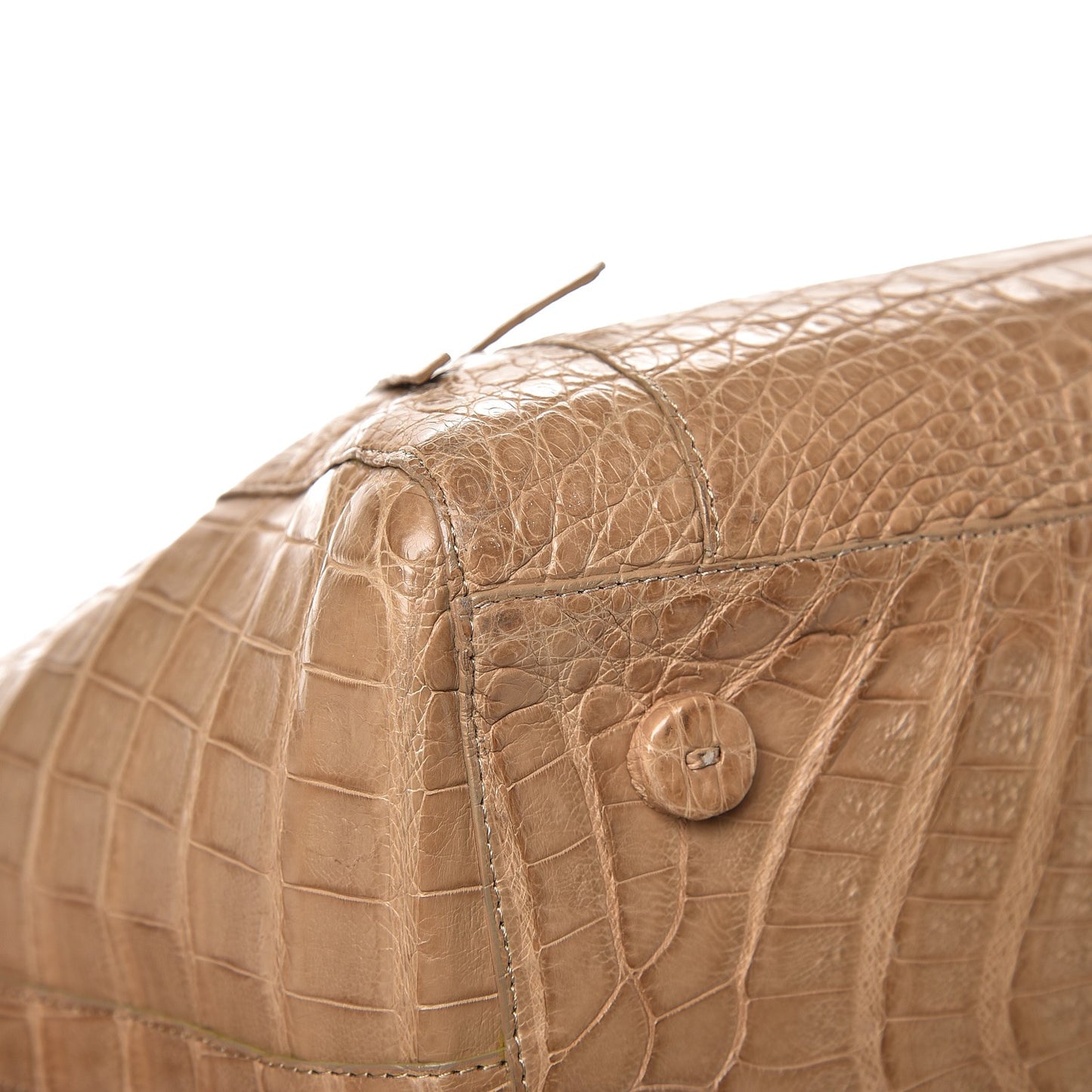 Crocodile Medium Dome Satchel Beige