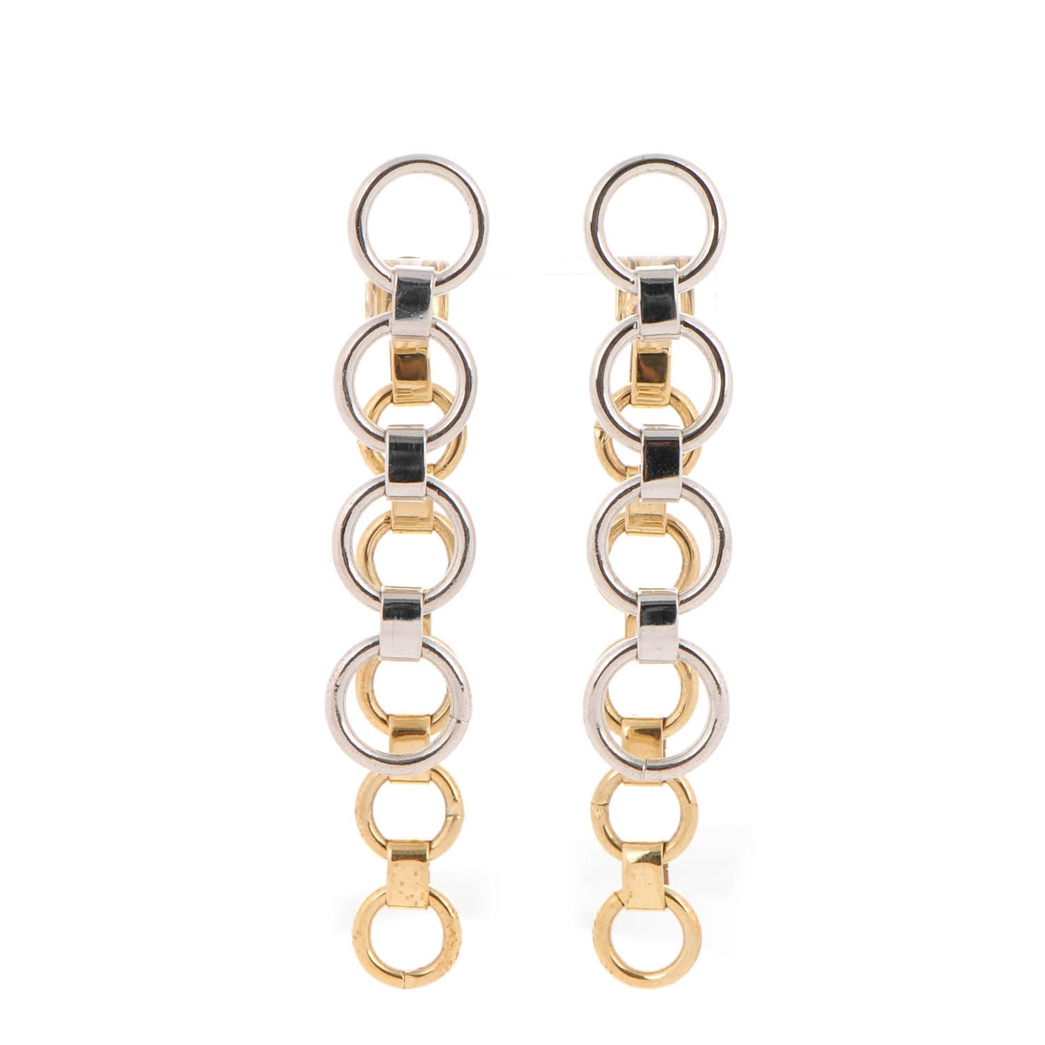 Christian Dior Two Chain Earrings Gold Palladium 1 of 5
