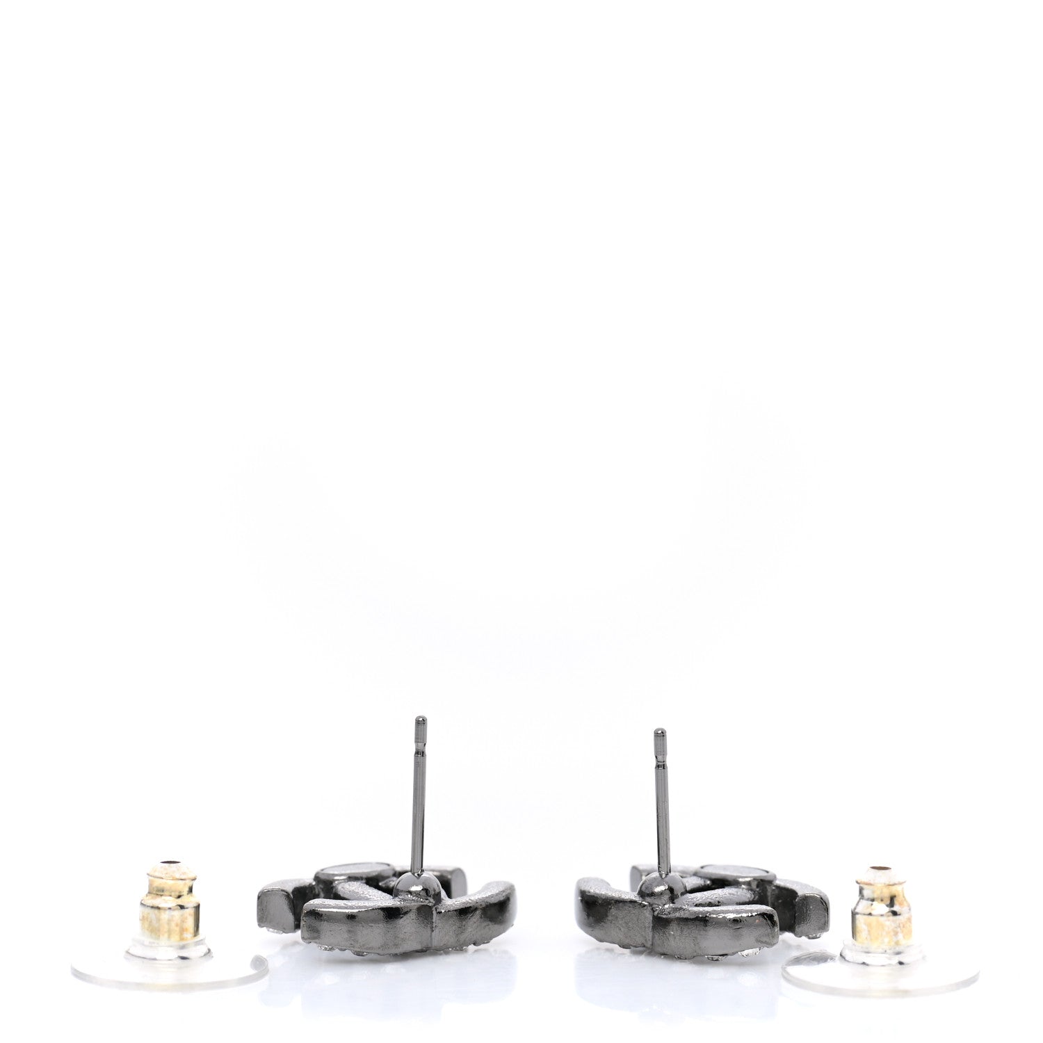 Chanel Ruthenium Crystal CC Stud Earrings 3 of 5
