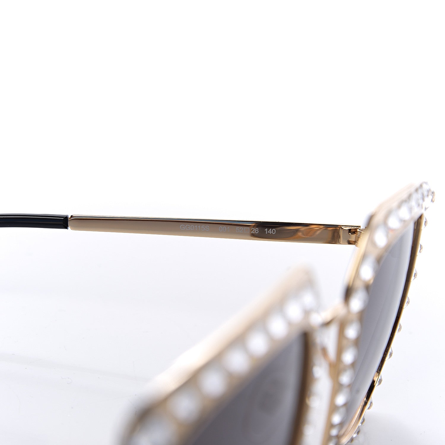 Gucci Metal Acetate Crystal Oversize GG0115S Sunglasses Gold 5 of 7