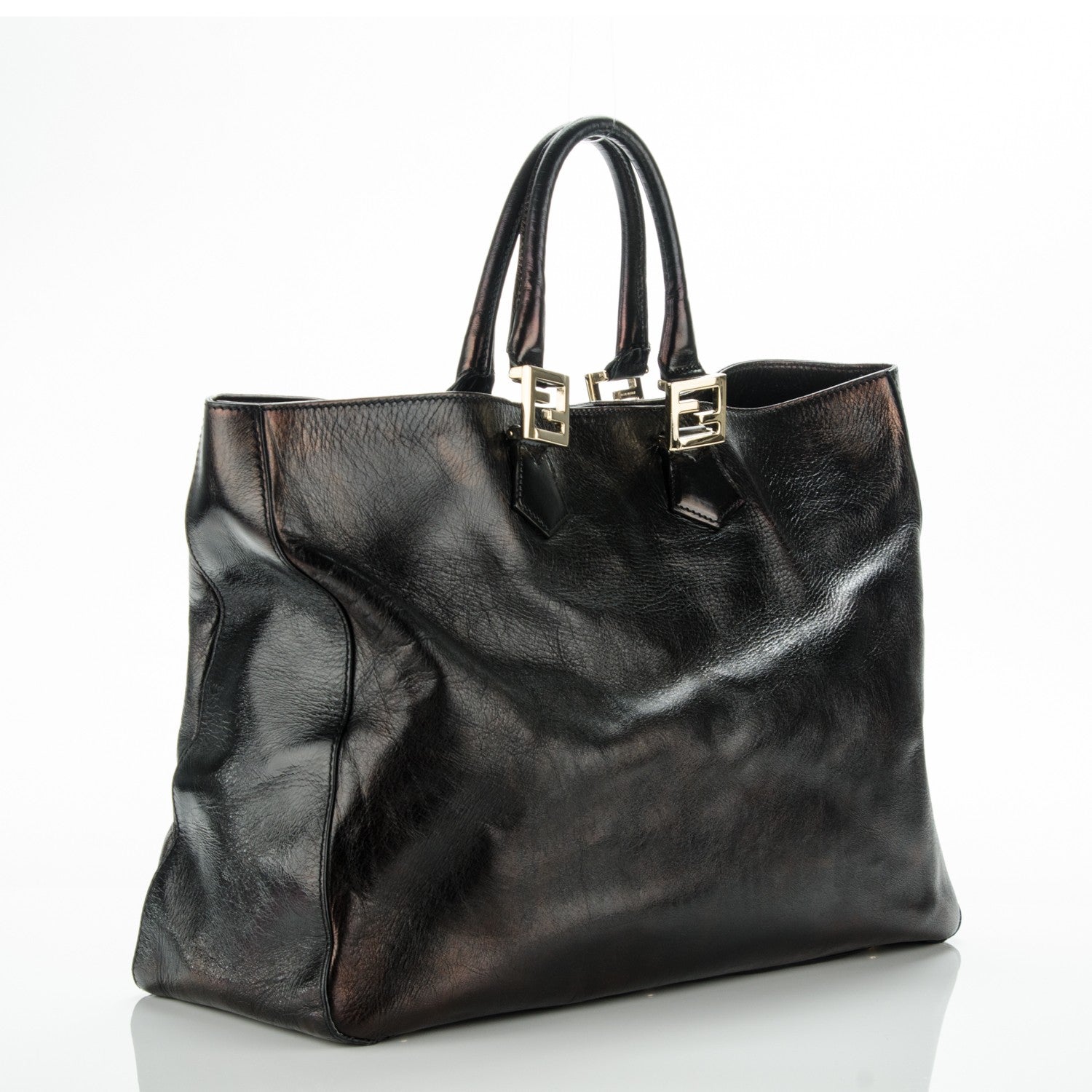 Fendi Vitello Acqua Large Twins Tote Black 3 of 8