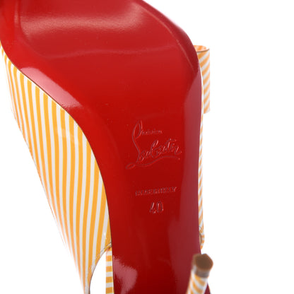 Christian Louboutin Patent Stripes Clare Nodo 80 Pumps 40 Banana White 8 of 8