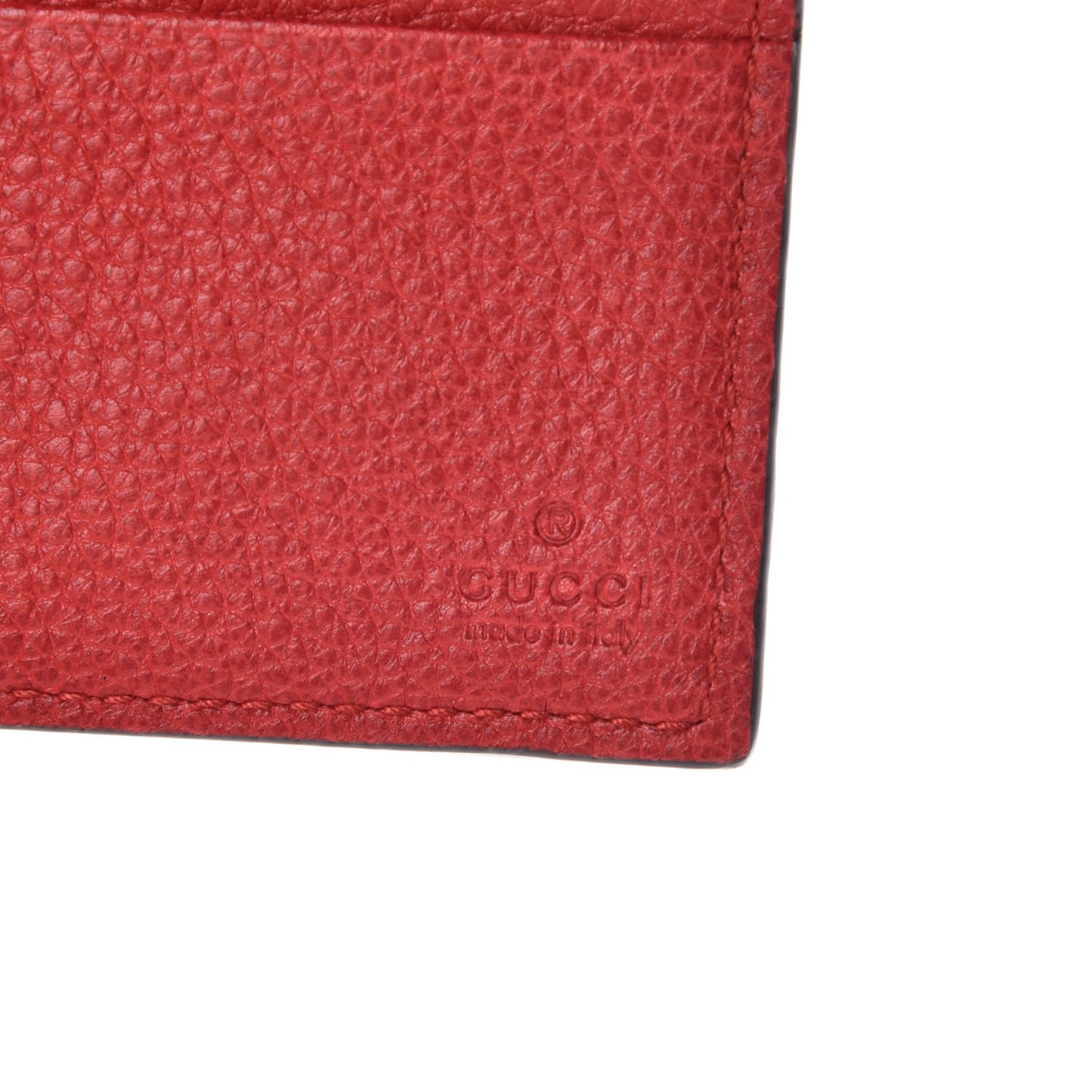Calfskin Logo Bi-Fold Wallet Red