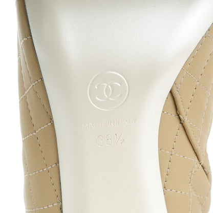 Chanel Calfskin Quilted Patent Short Boots 38.5 Beige Black 6 of 9