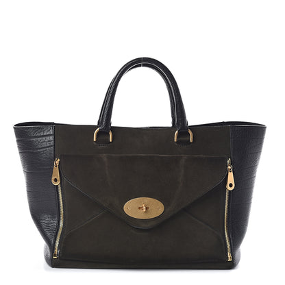 Mulberry Silky Calf Nubuck Medium Willow Tote Black Dark Green 1 of 9