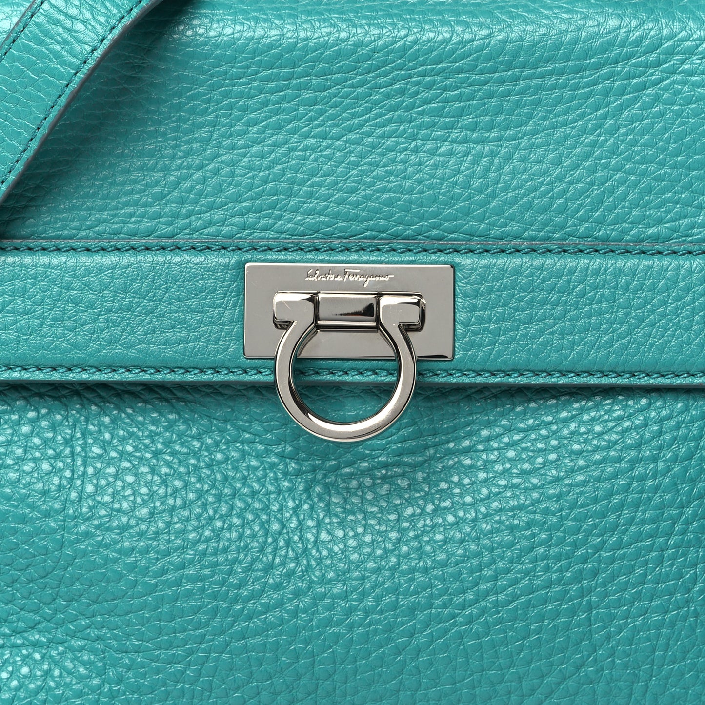 Grained Calfskin Sofia Satchel Teal