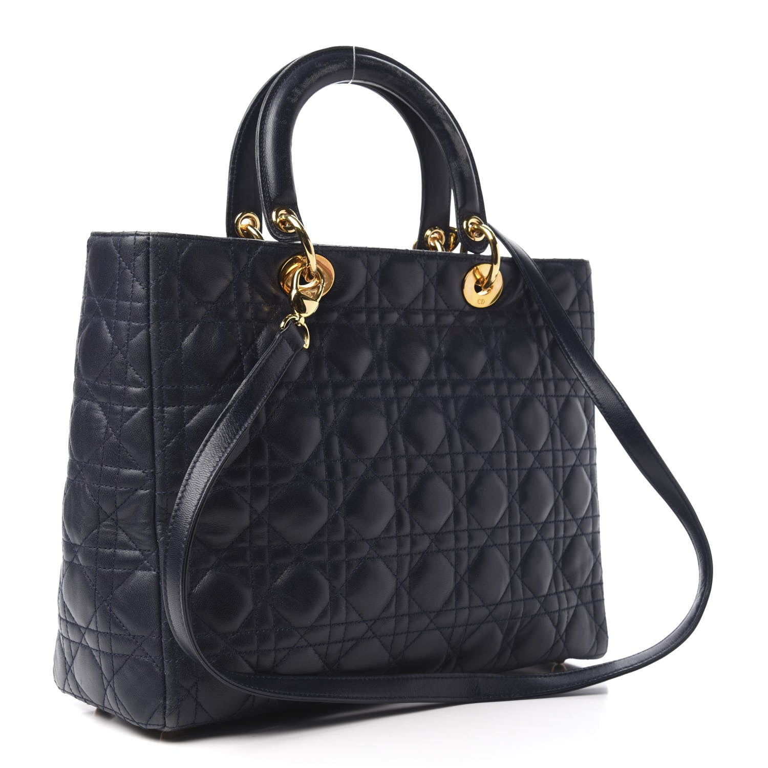 Christian Dior Lambskin Cannage Large Lady Dior Navy Blue 3 of 11