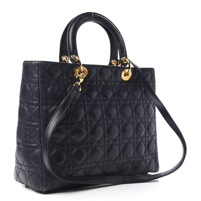 Christian Dior Lambskin Cannage Large Lady Dior Navy Blue 3 of 11