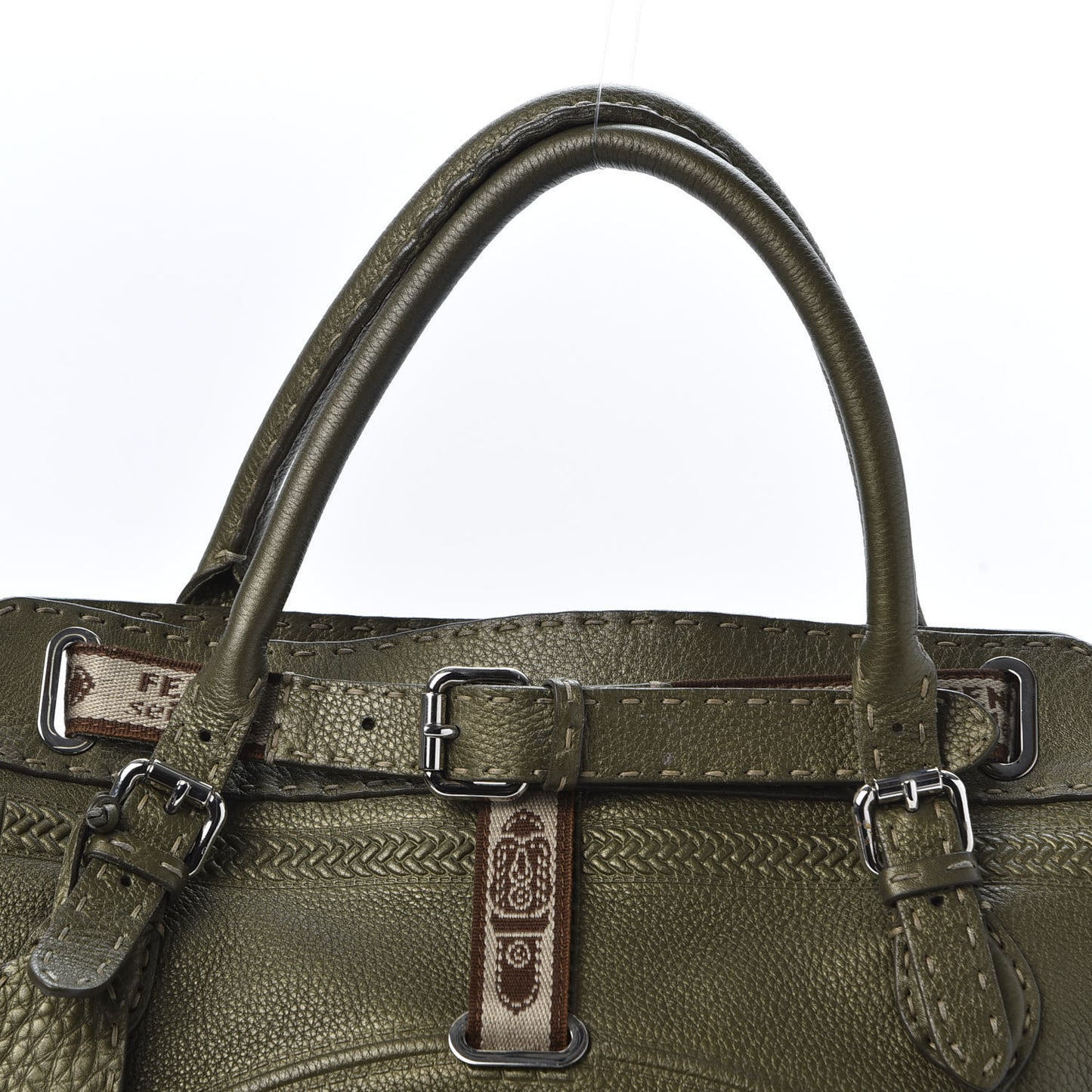 Calfskin Romano Selleria Large Villa Borghese Tote Green