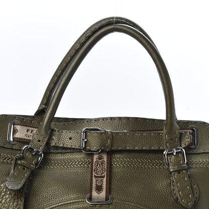 Fendi Calfskin Romano Selleria Large Villa Borghese Tote Green 12 of 12