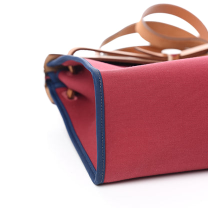 Hermes Vache Hunter Toile Herbag Zip 31 PM Rubis Bleu De Malte 6 of 10