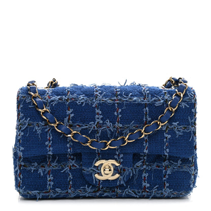 Chanel Tweed Quilted Mini Rectangular Flap Blue Multicolor 1 of 10