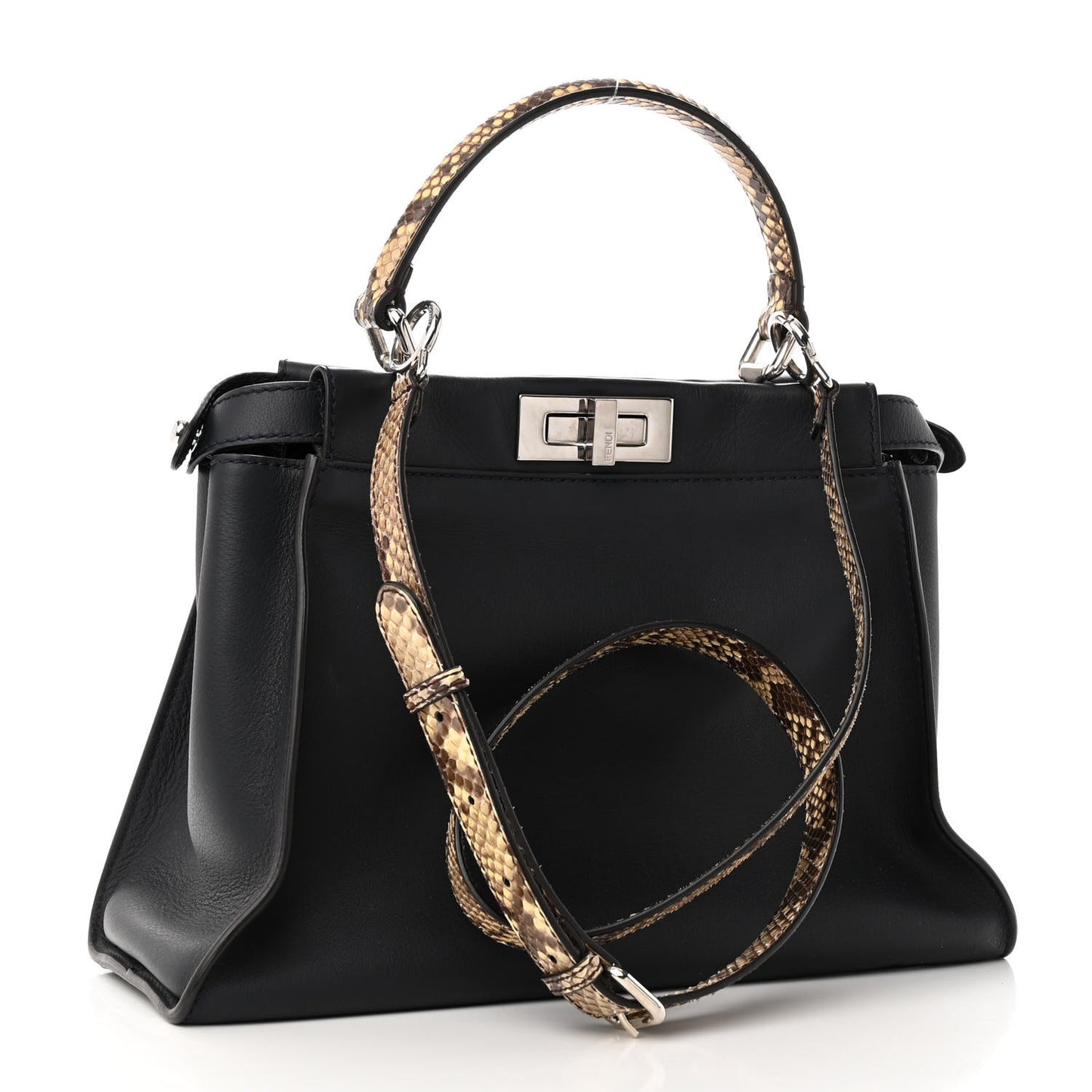 Vitello Seta Snakeskin Shiny Nappa Monster Eyes Medium Peekaboo Iconic Satchel Blue Notte Roccia