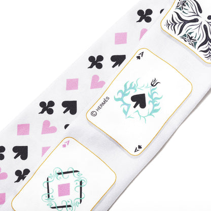 Hermes Silk Jeu de Cartes Twilly Gris Perle Rose Black 4 of 5