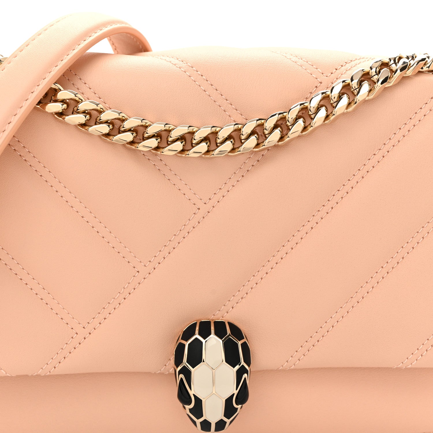 Bulgari Calfskin Matelasse Small Serpenti Cabochon Shoulder Bag Peach 8 of 10