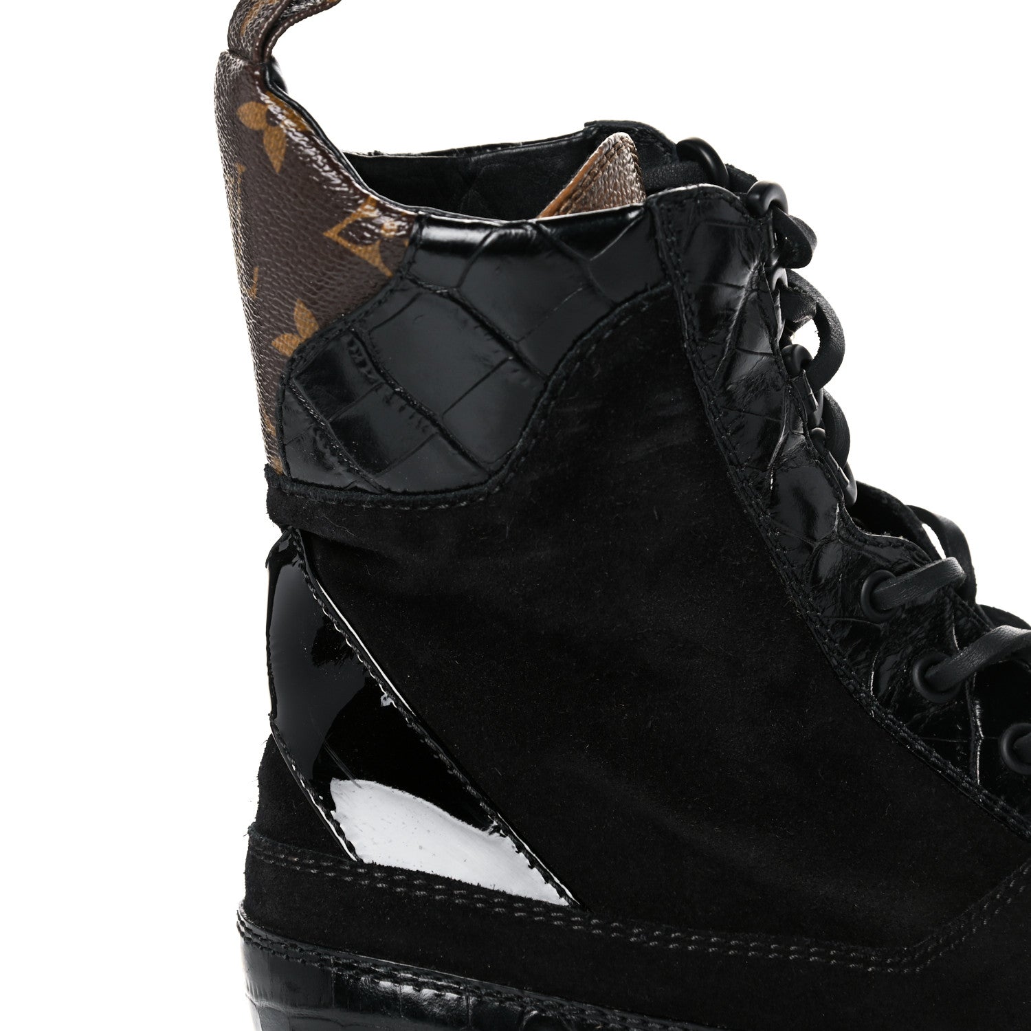 Louis Vuitton Suede Calfskin Monogram Laureate Platform Desert Boots 40 Black 10 of 14