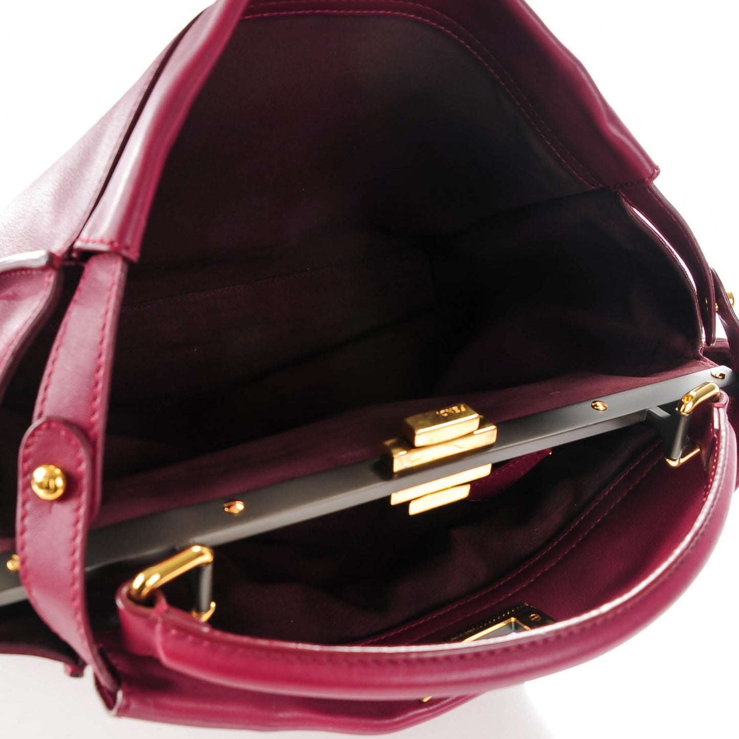 Vitello Dolce Marmol Large Peekaboo Iconic Satchel Bordeaux Graphite