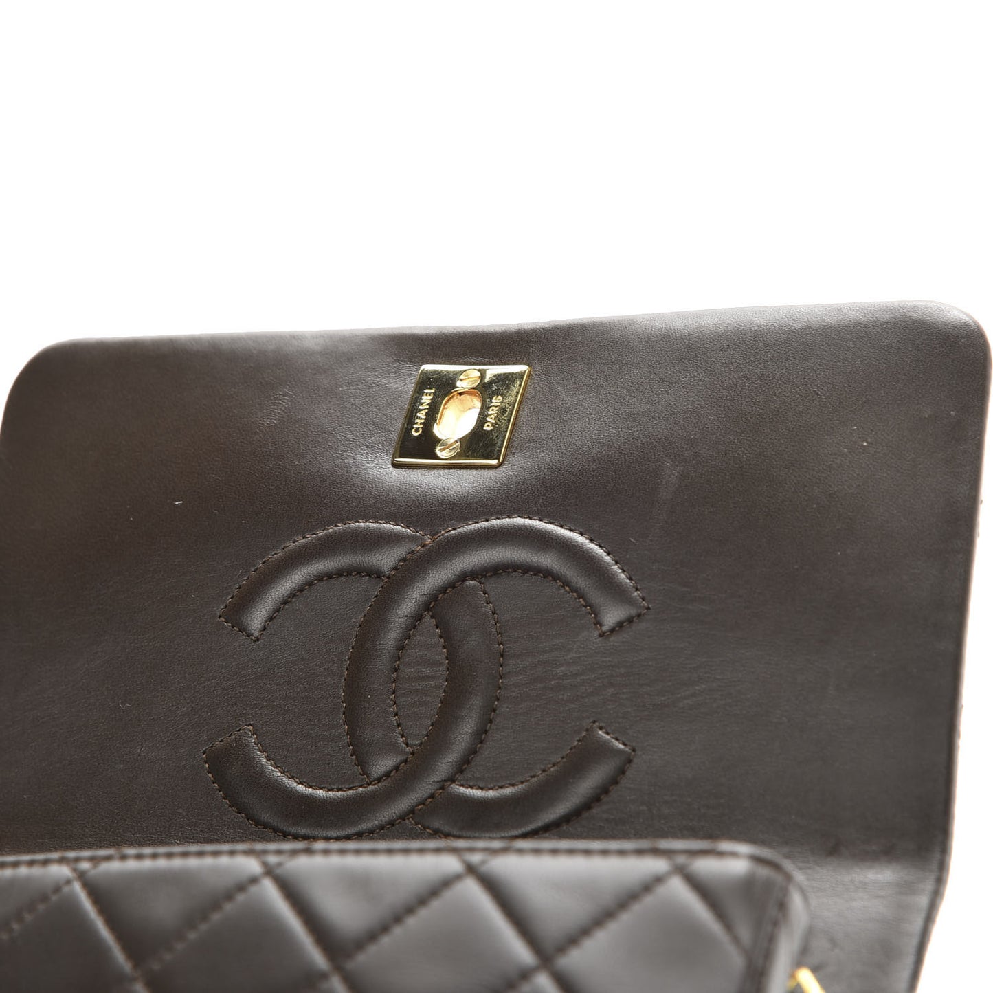 Lambskin Quilted Mini Flap Dark Brown