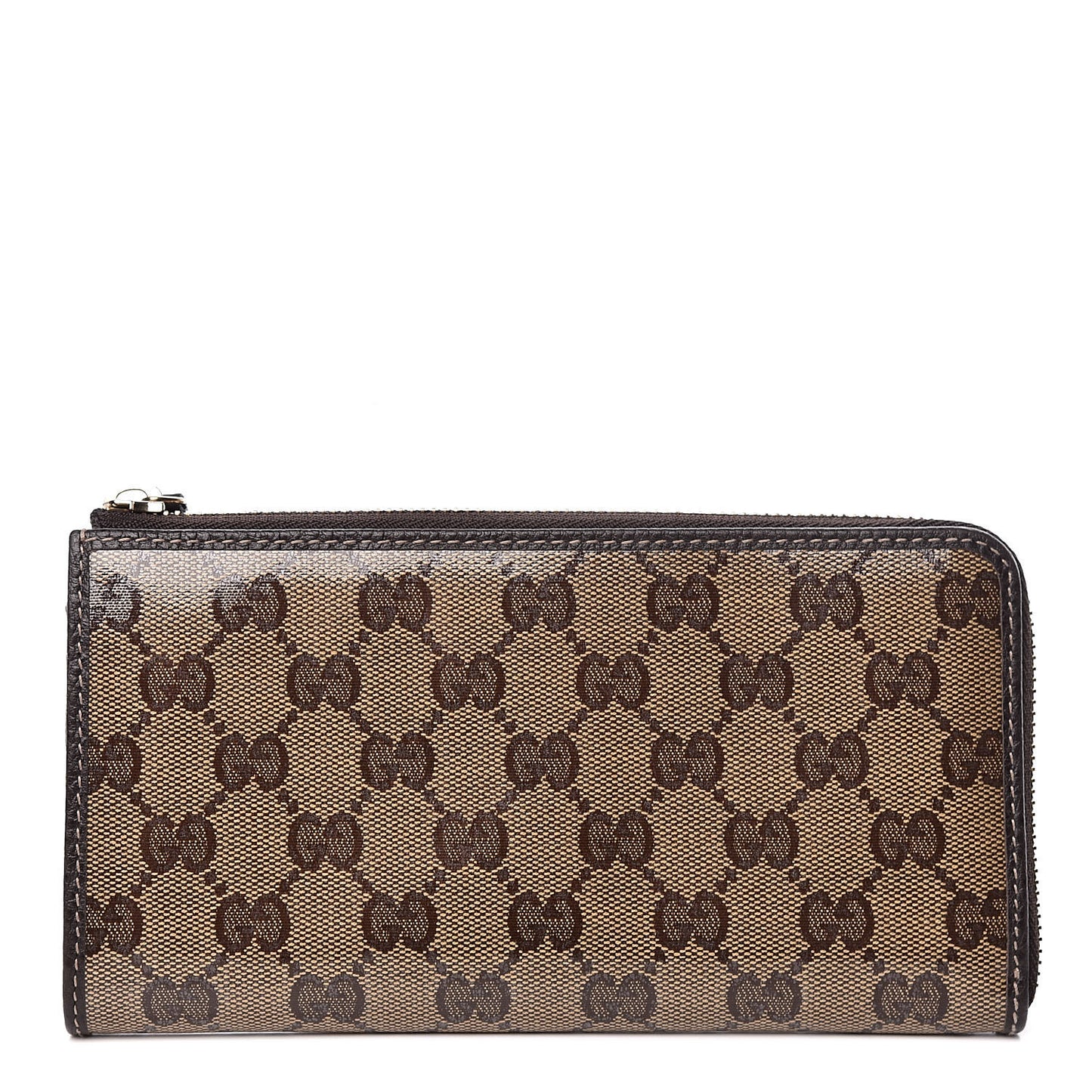 Crystal Monogram Dollar Calfskin Donna Long Wallet Beige Ebony Testa di Moro
