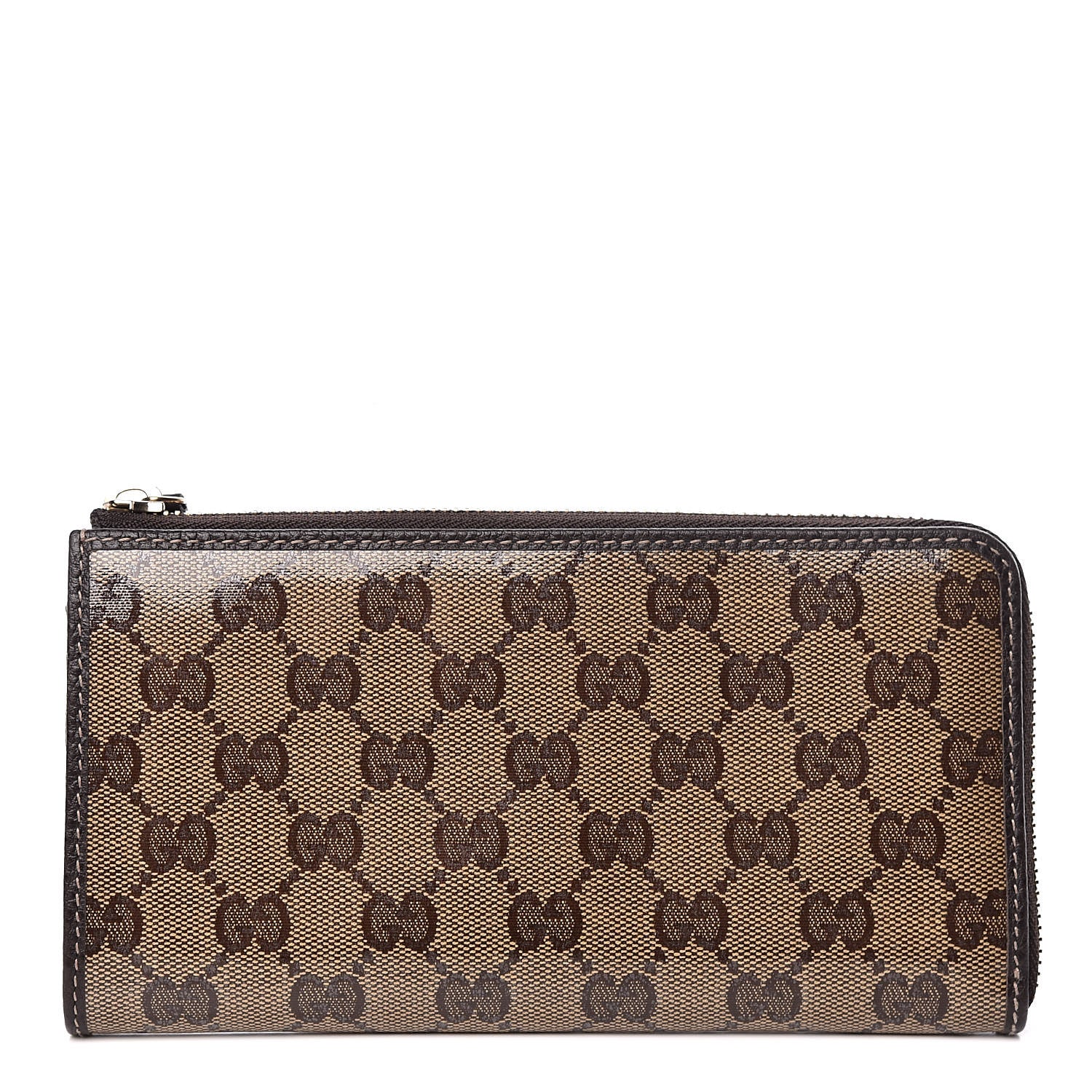 Gucci Crystal Monogram Dollar Calfskin Donna Long Wallet Beige Ebony Testa di Moro 1 of 8