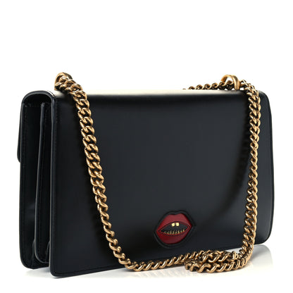 Gucci Knight Calfskin Malaga Kid Heart Medium GG Marmont Chain Handle Bag Black Hibiscus Red Multicolor 3 of 11