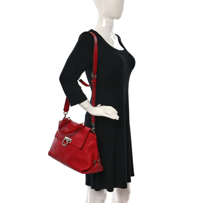 Salvatore Ferragamo Grained Calfskin Sofia Satchel Red 2 of 8
