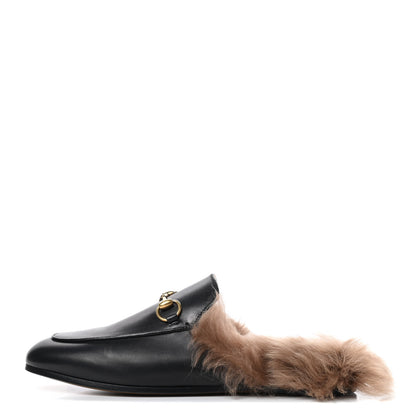 Gucci Calfskin Fur Womens Princetown Slippers 36 Black 1 of 12