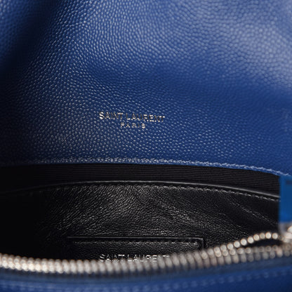 Saint Laurent Grain De Poudre Small West Hollywood Monogram Fold-Over Bag Denim 7 of 10
