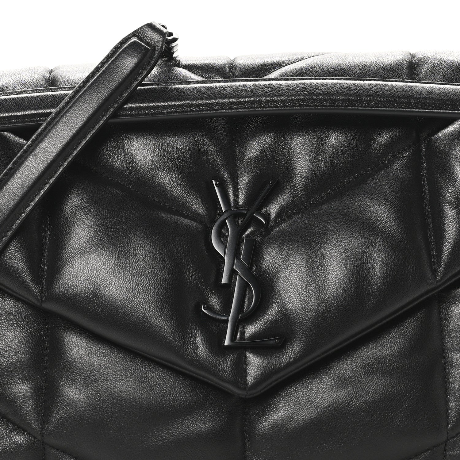 Saint Laurent Lambskin Quilted Monogram Monochrome Medium Loulou Puffer Chain Satchel Black 8 of 10