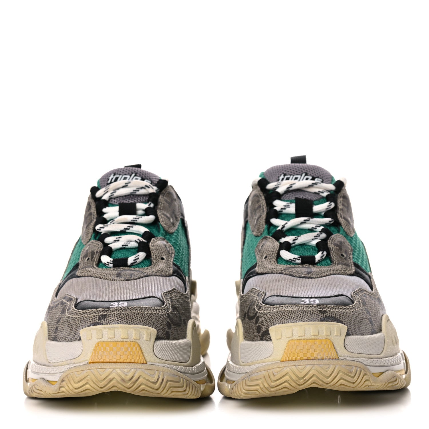 Balenciaga X GUCCI Maxi GG Supreme Monogram Womens Triple S Sneakers 39 Beige Ebony Black Green 2 of 12