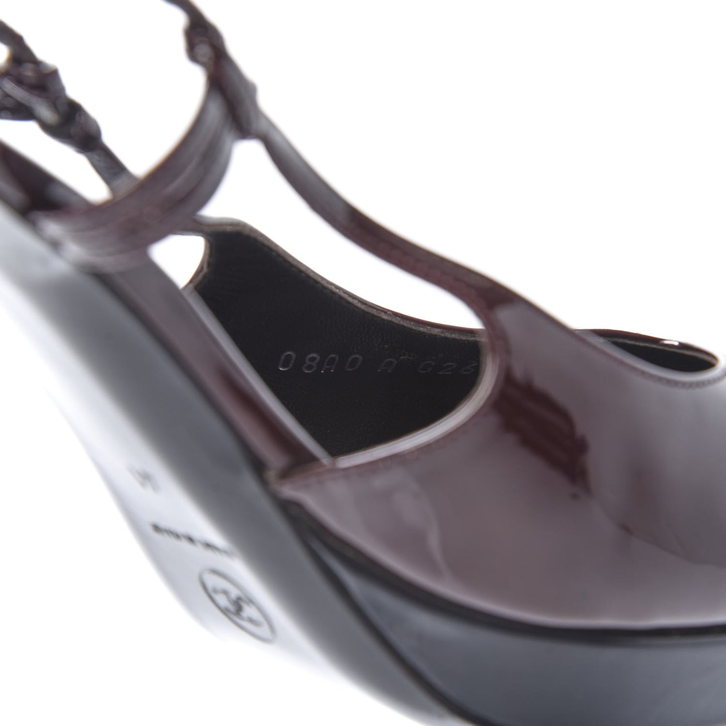Patent Cap Toe Slingback Heels 41 Burgundy Navy