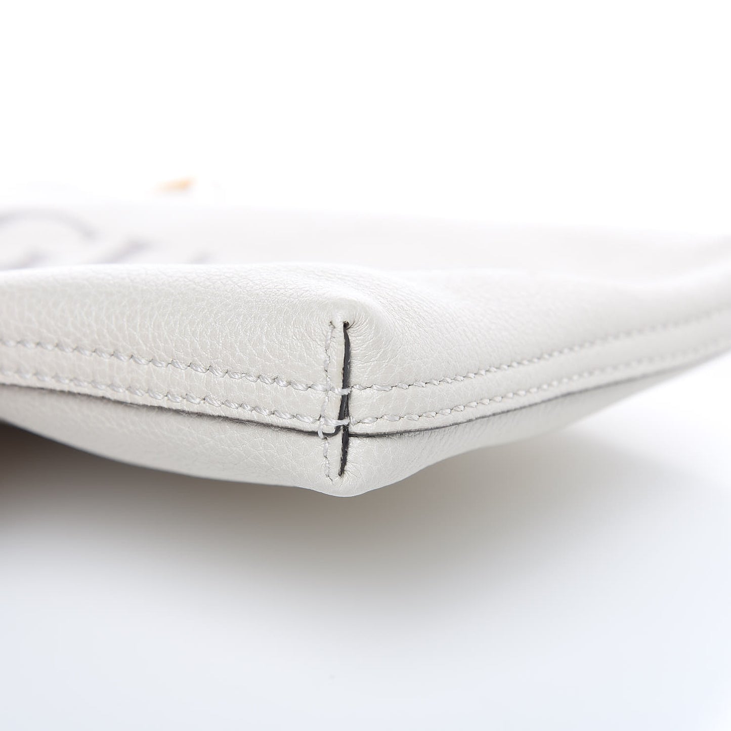 Pebbled Calfskin Medium Logo Portfolio Clutch White