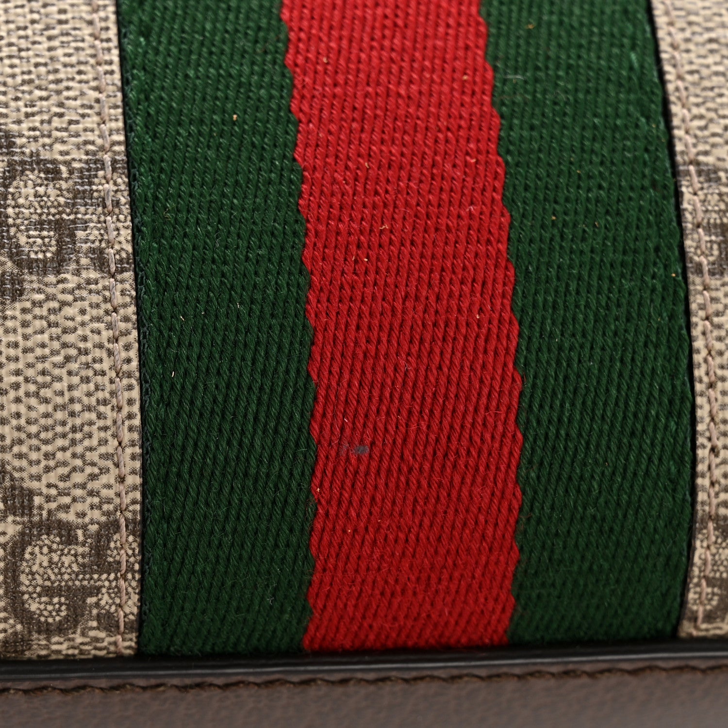 Gucci GG Supreme Monogram Textured Dollar Calfskin Web Small Ophidia Dome Shoulder Bag Beige Ebony New Acero 12 of 13