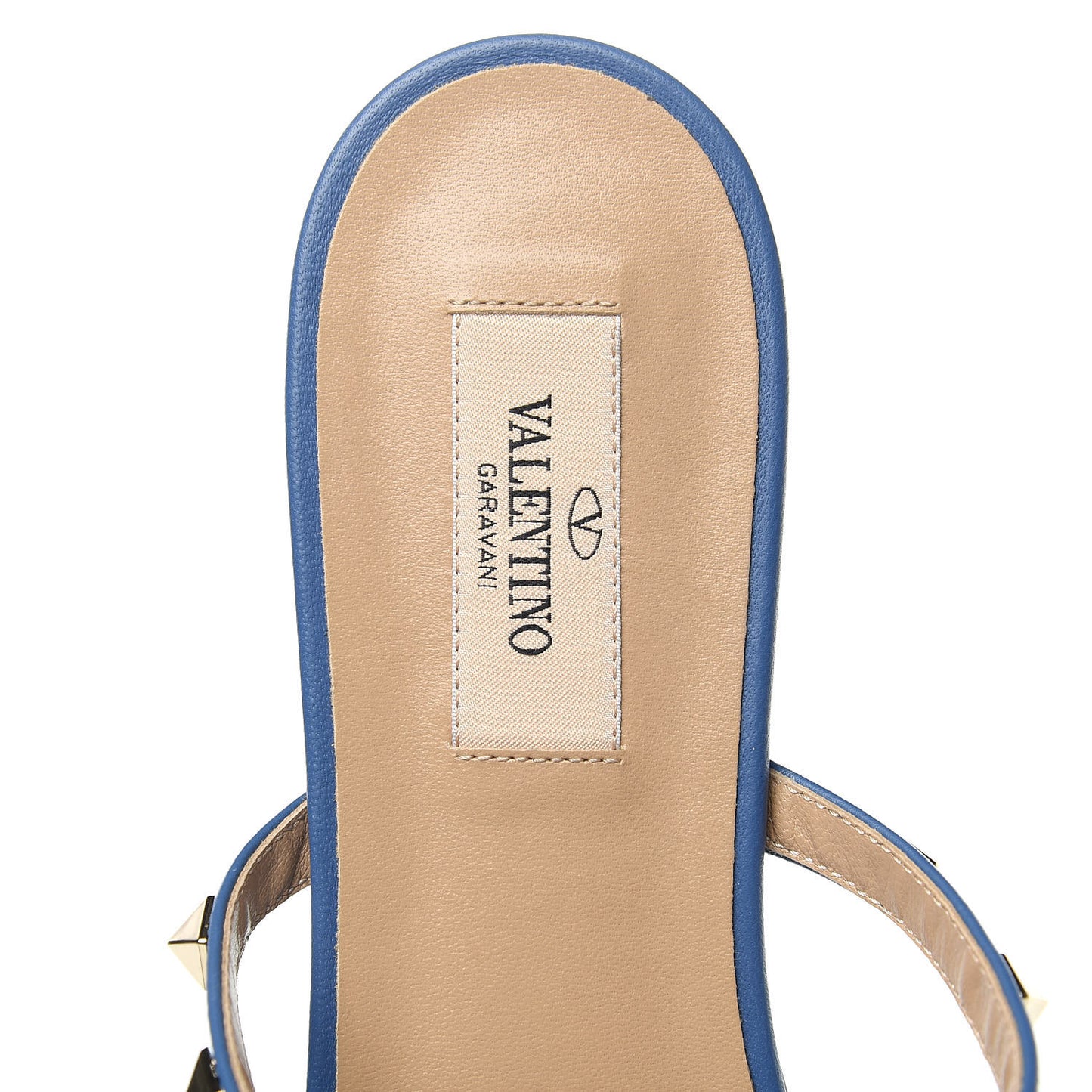 Nappa Rockstud Caged Flat Slide Sandals 39 Baltique
