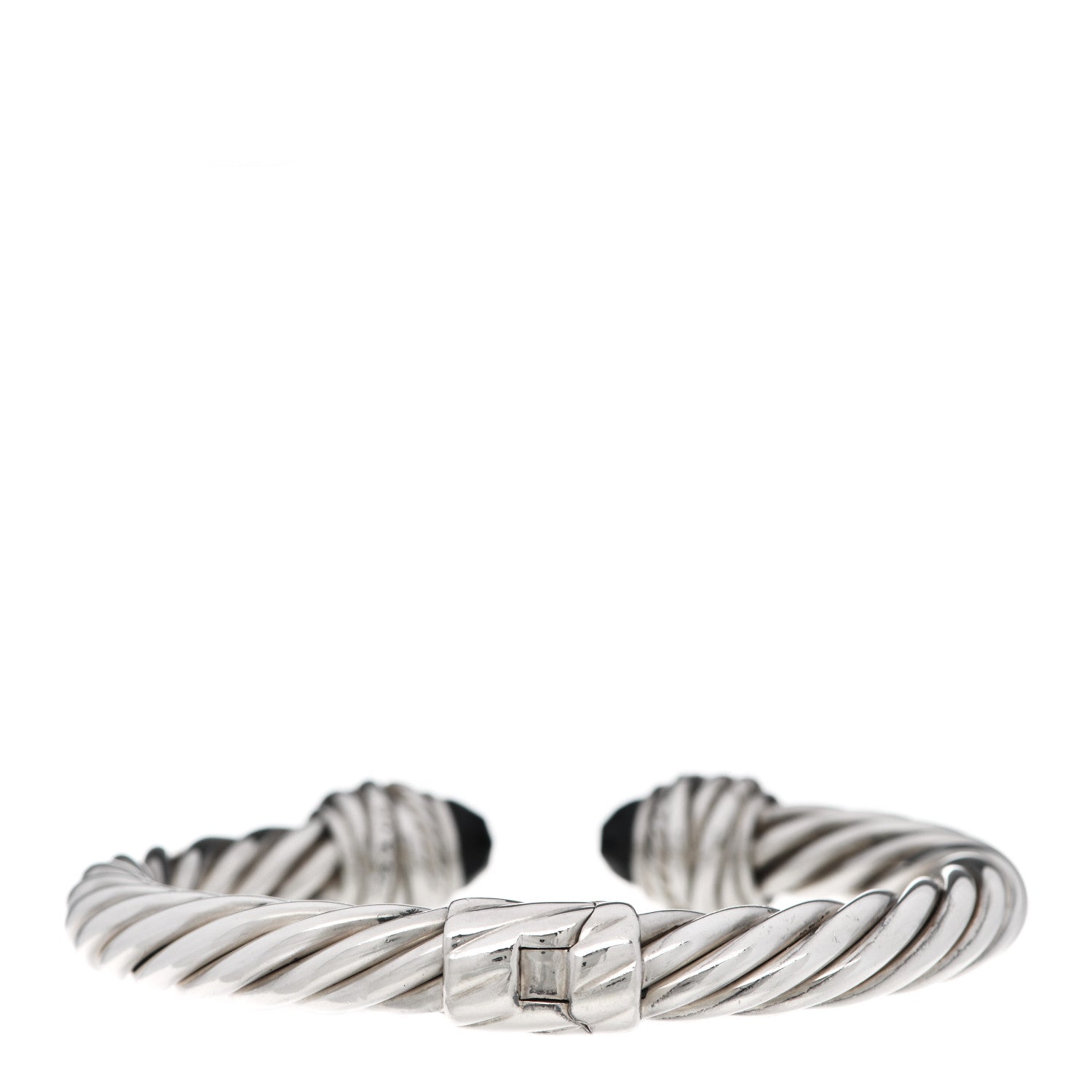 David Yurman Sterling Silver Diamond Black Onyx 8.5mm Crossover Hinge Bracelet 3 of 4