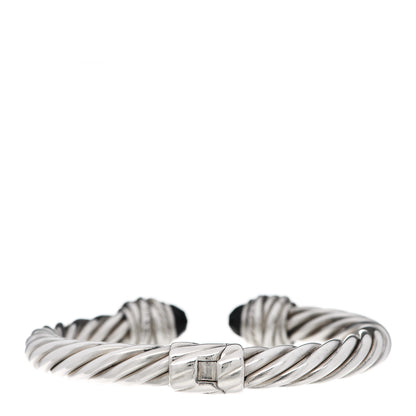 David Yurman Sterling Silver Diamond Black Onyx 8.5mm Crossover Hinge Bracelet 3 of 4