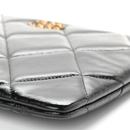 Chanel Shiny Crumpled Calfskin Quilted Large Chanel 19 Cosmetic Case Black 9 of 9