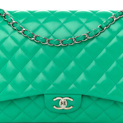 Chanel Lambskin Quilted Maxi Double Flap Green 8 of 13