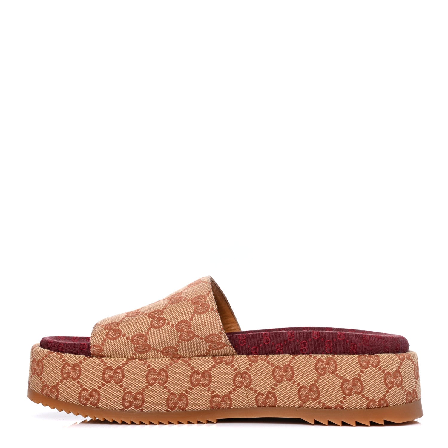 Gucci Canvas GG Monogram Angelina Platform Slide Sandals 40 Beige Ruggine 1 of 4
