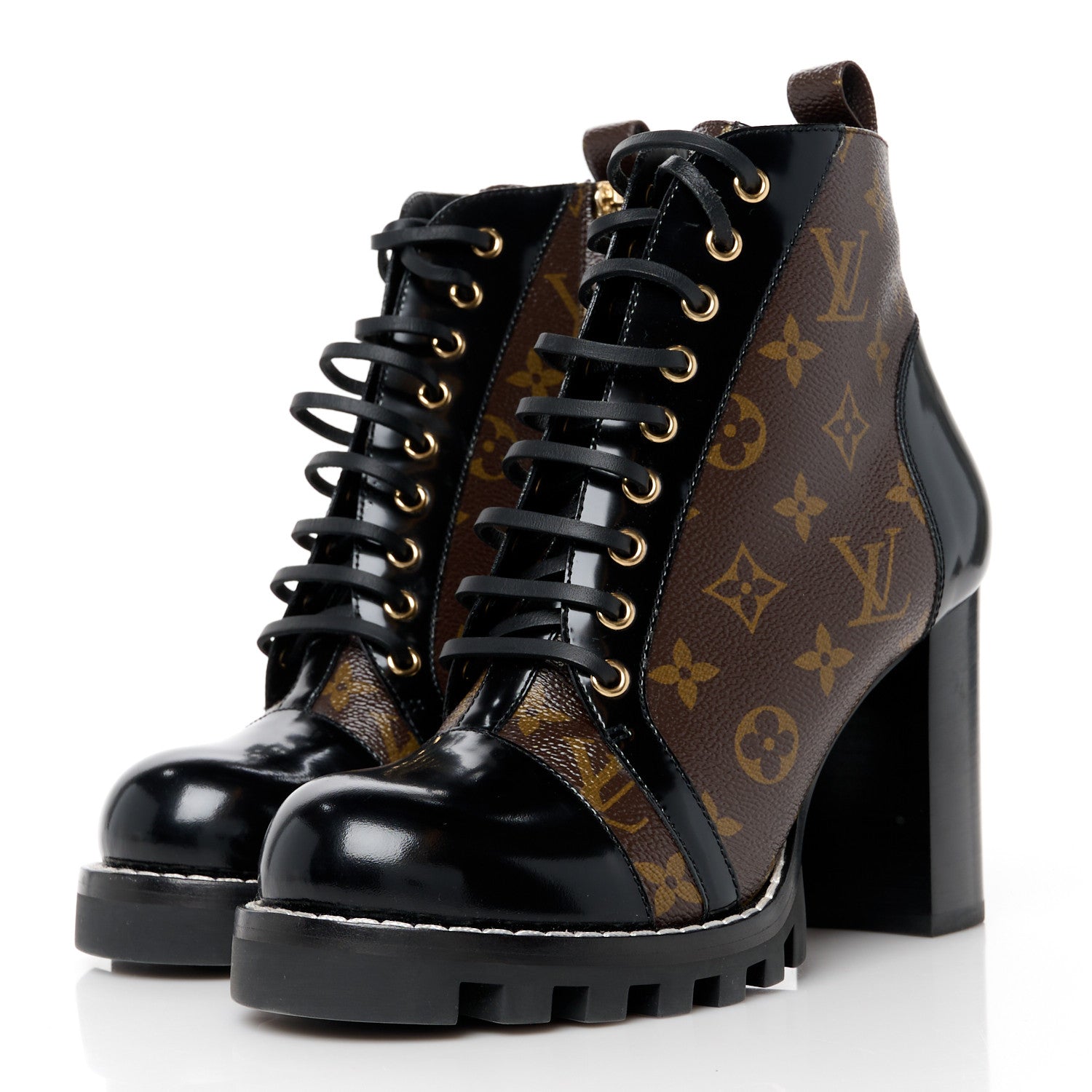 Louis Vuitton Patent Calfskin Monogram Star Trail Ankle Boots 40 Black 3 of 9