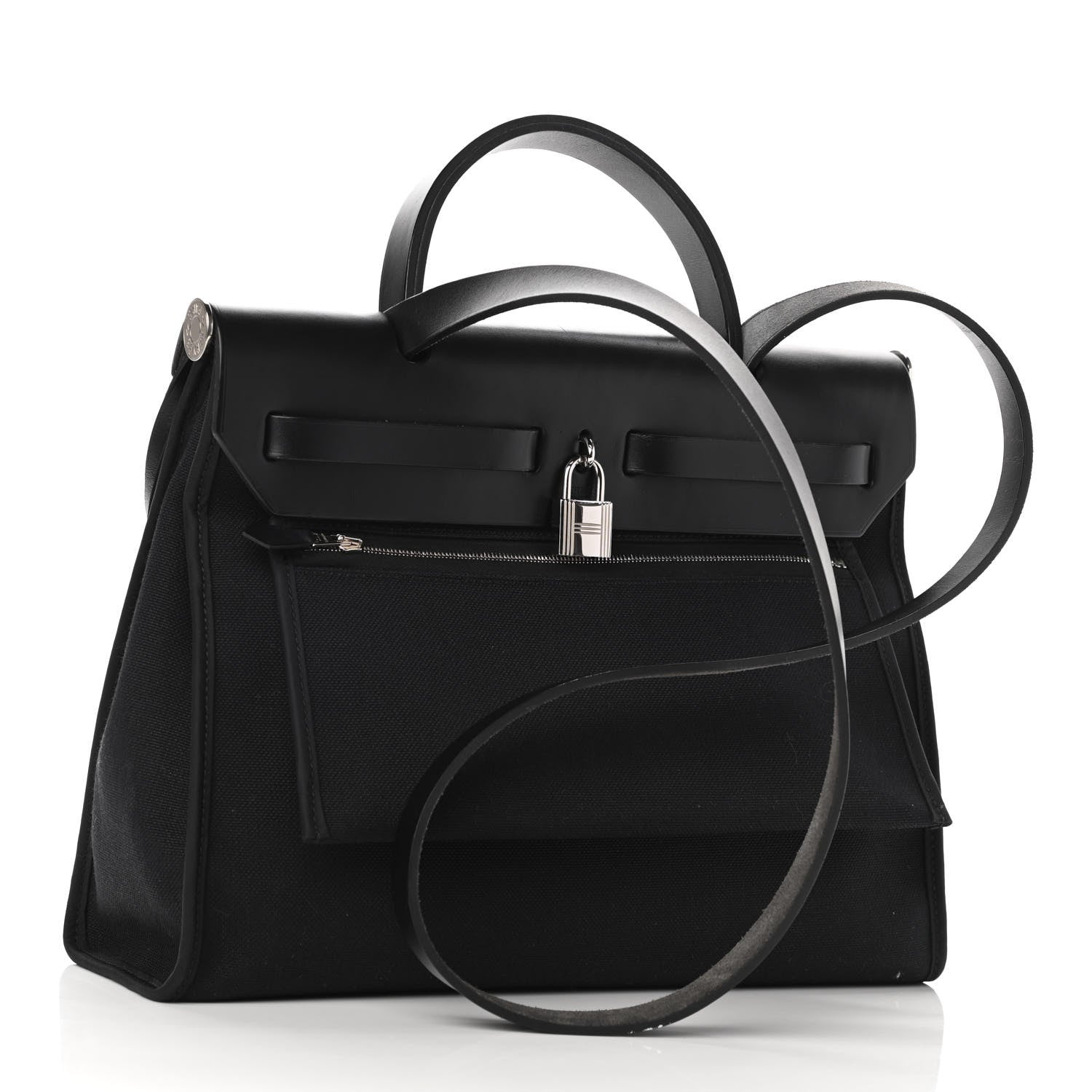Hermes Military Toile Vache Hunter Herbag Zip PM 31 Black 4 of 11