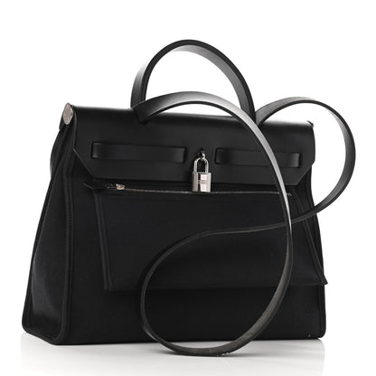 Hermes Military Toile Vache Hunter Herbag Zip PM 31 Black 4 of 11