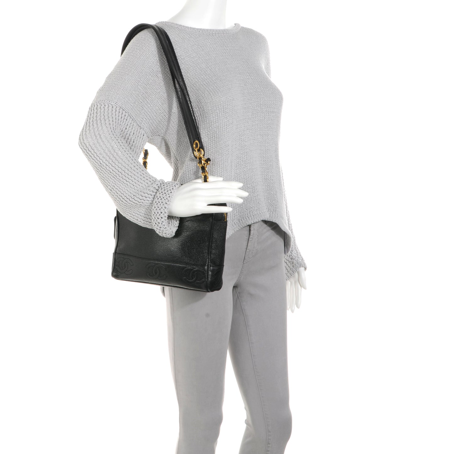 Caviar CC Shoulder Bag Black