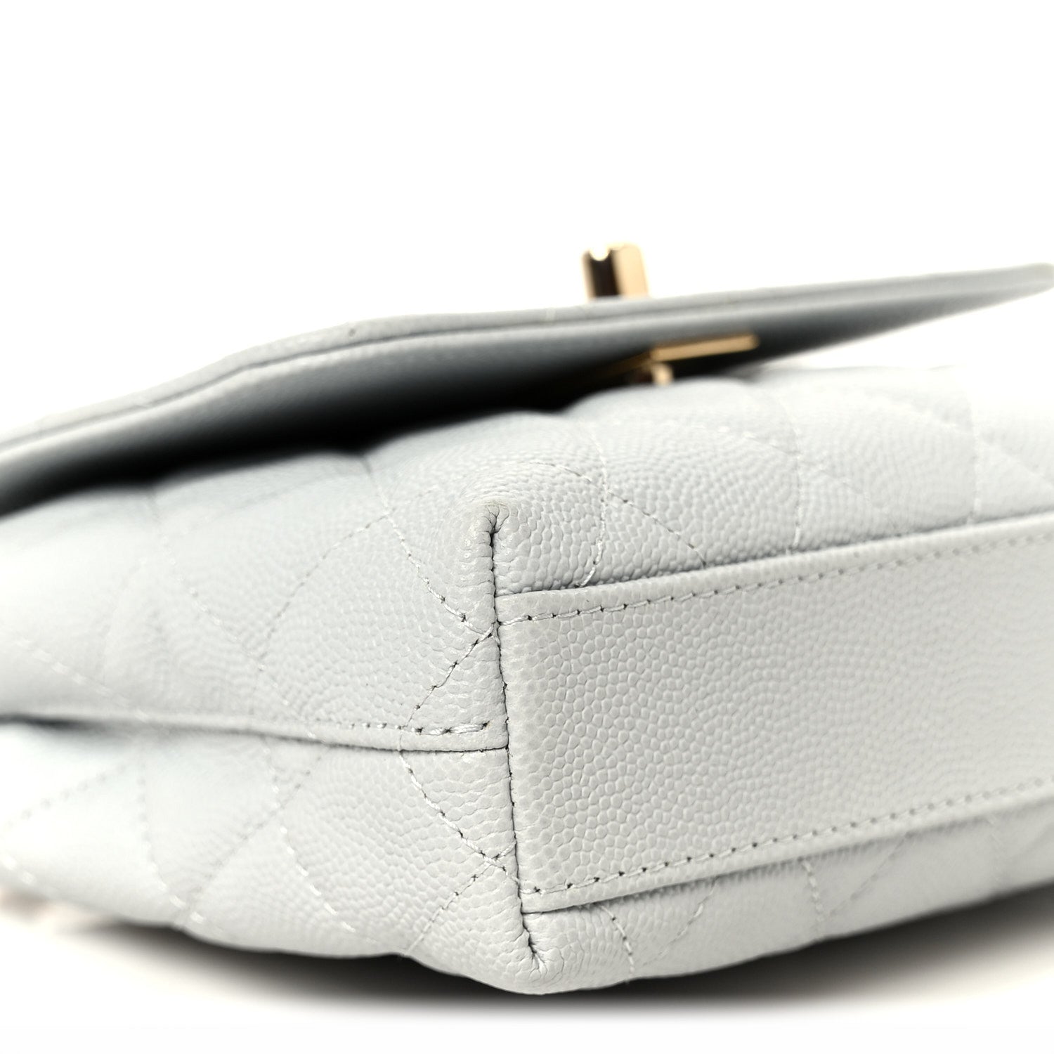 Chanel Caviar Lizard Embossed Quilted Coco Handle Clutch With Chain Light Blue 10 of 11