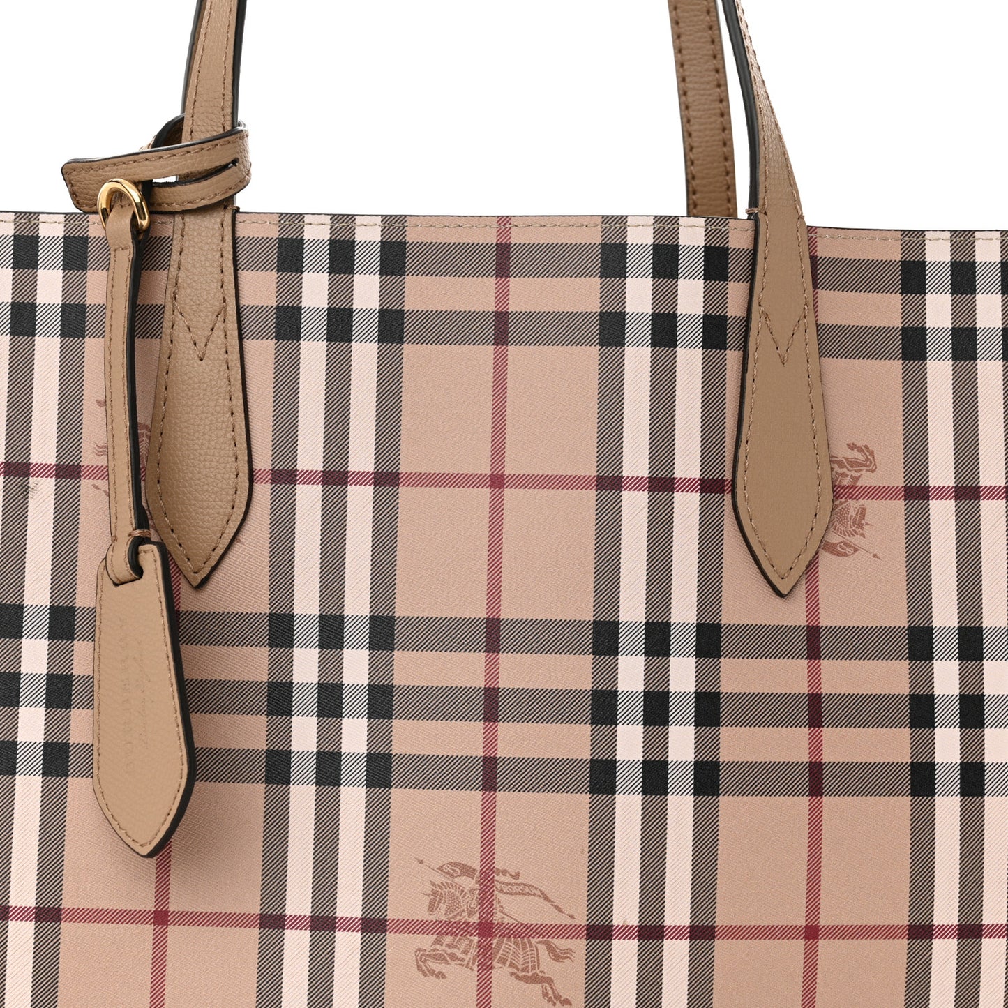 Grainy Calfskin Haymarket Check Medium Reversible Tote Camel