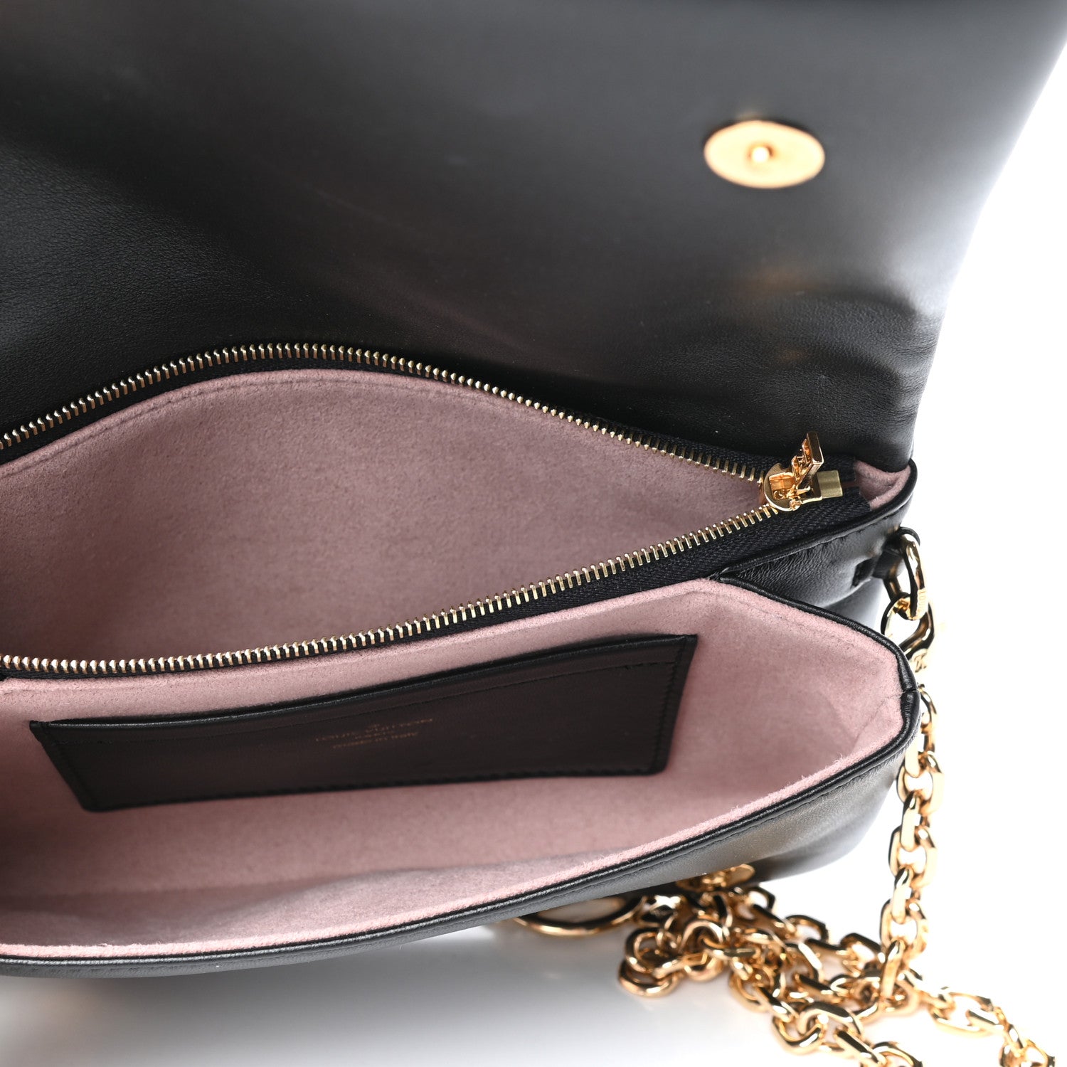 Louis Vuitton Lambskin Embossed Monogram Pochette Coussin Black 5 of 9