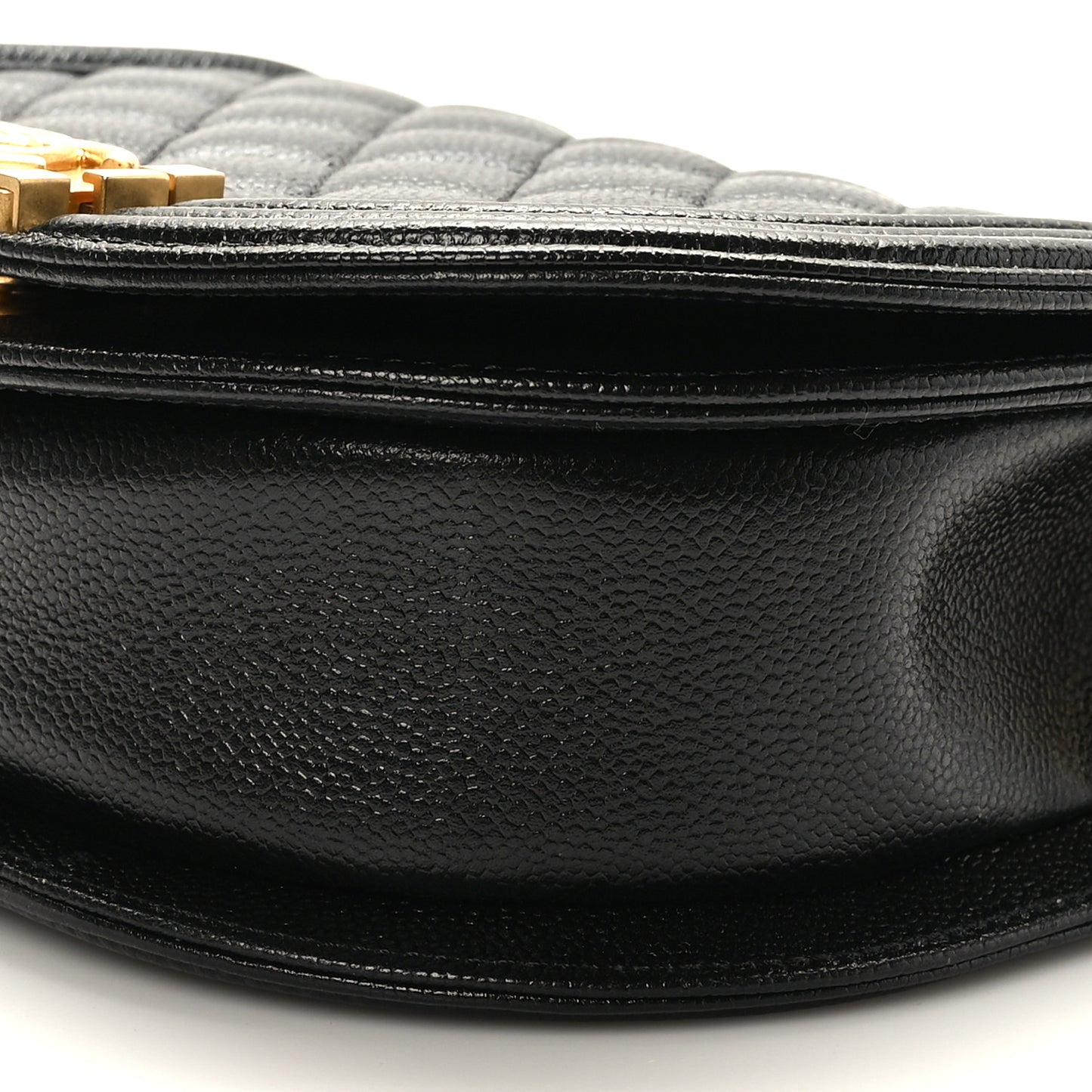 Caviar Quilted Small Boy Messenger Bag Black