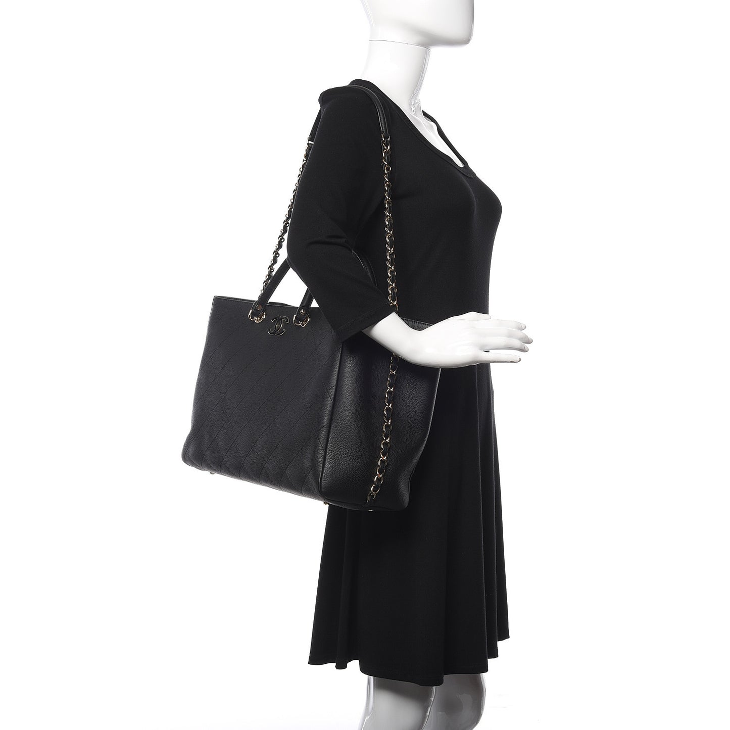Bullskin Stitched Large Shopping Bag Black