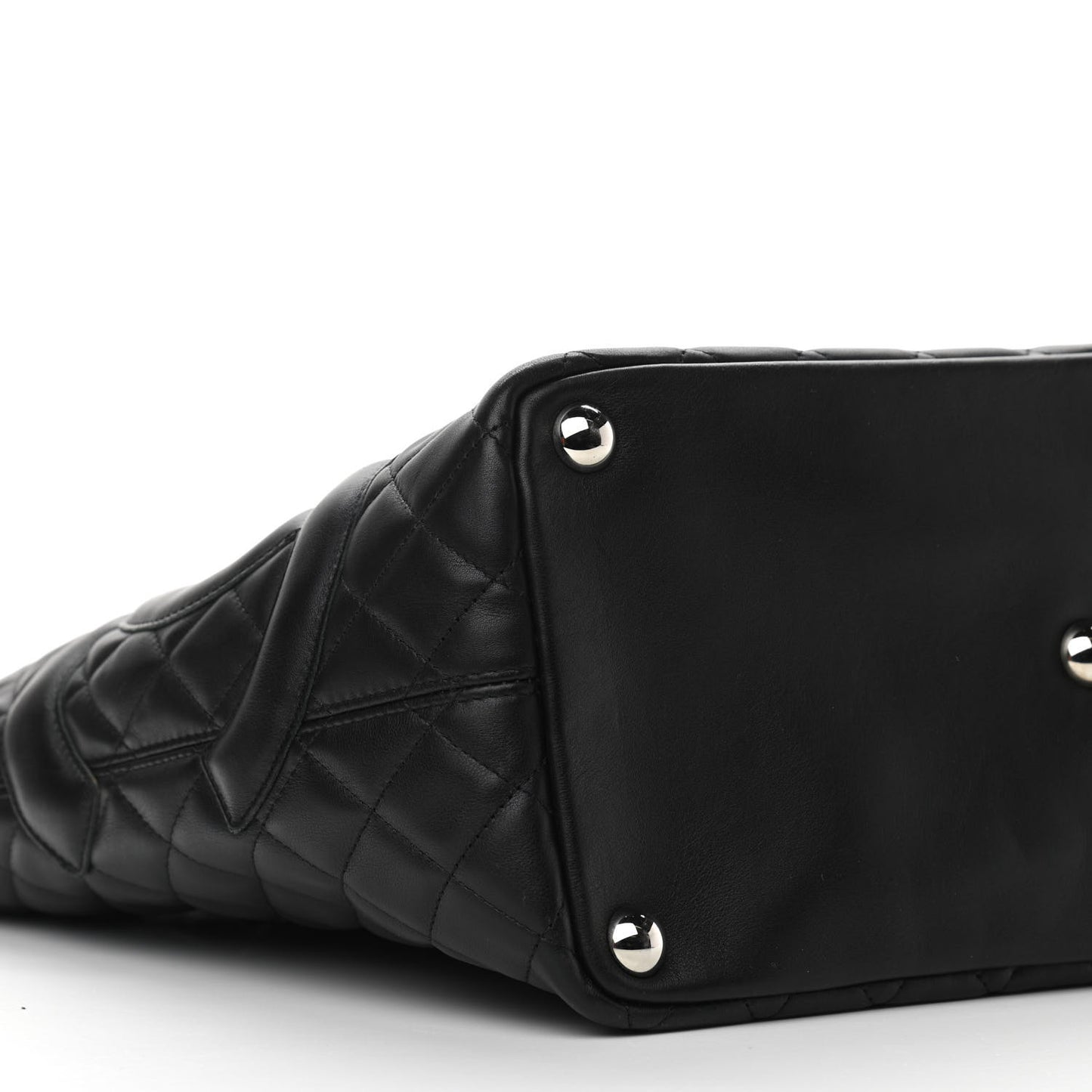 Calfskin Quilted Large Cambon Tote Black